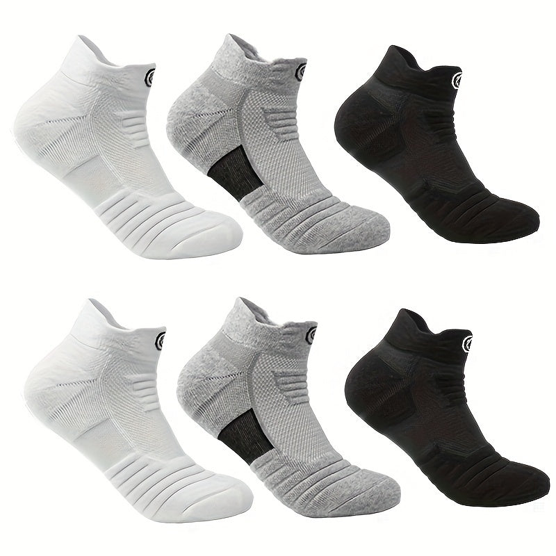 Set of 6 men's low-cut sport socks with anti-odor and sweat absorption technology, perfect for daily and outdoor activities in spring and summer.