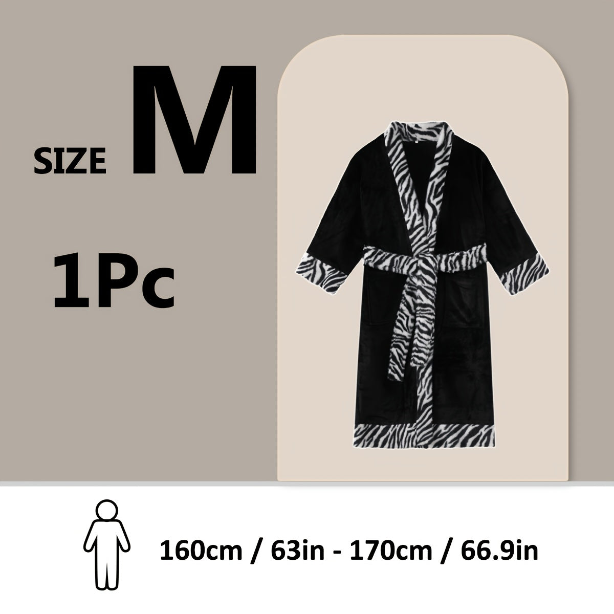 Soft unisex bathrobe with animal print trim, polyester & polyamide blend, machine washable, character themed.