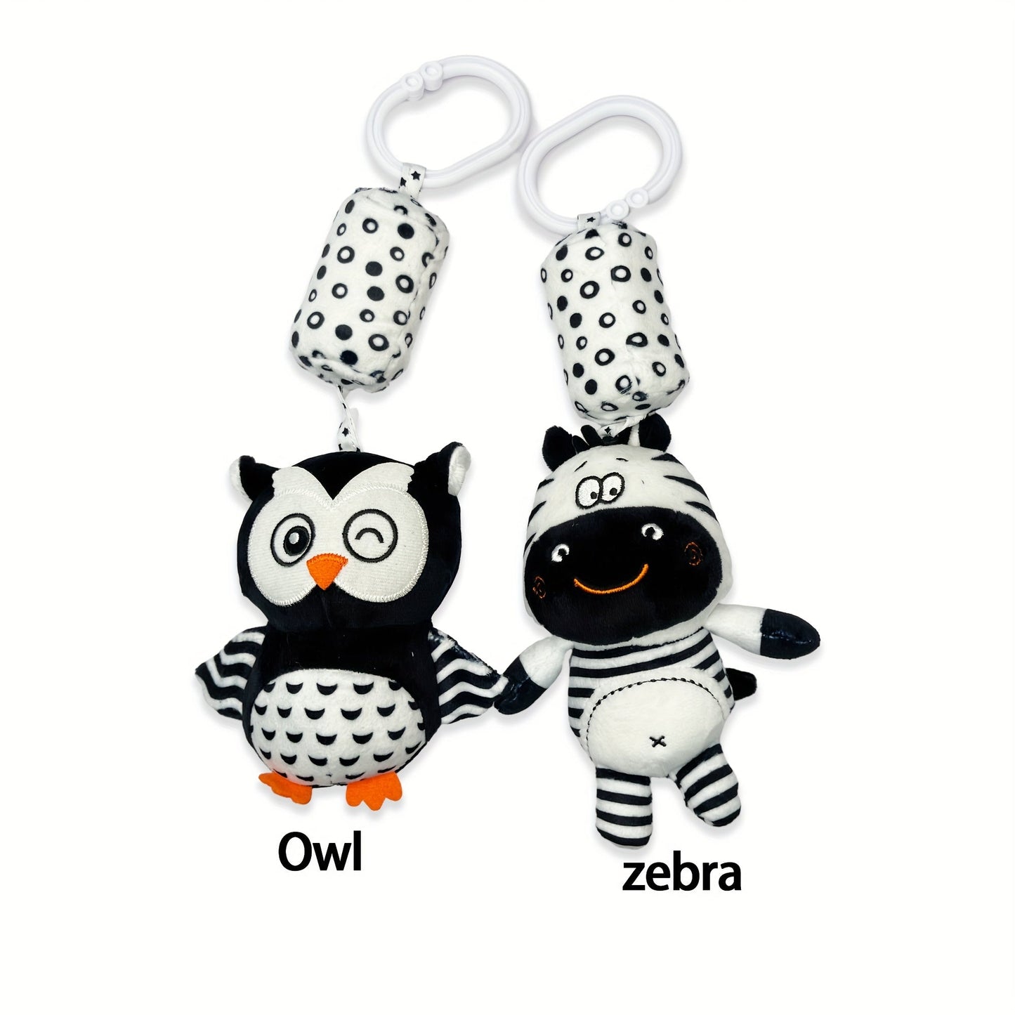 Black and white rattle wind chime for visual training in babies, perfect for early education and development. Makes a great gift for babies and toddlers.