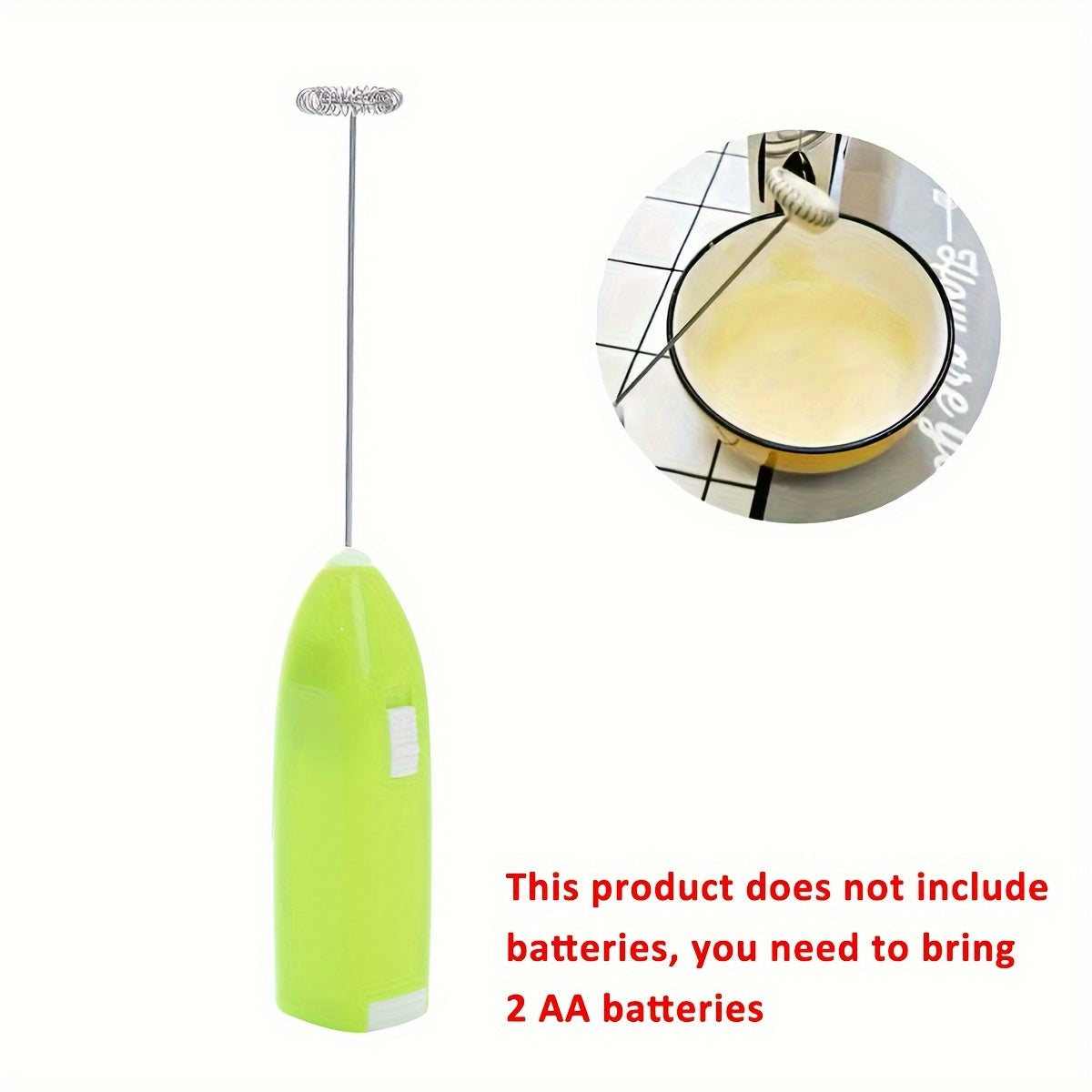 Dual Function Electric Milk Frother and Egg Beater - Battery Powered, Durable Stainless Steel Whisk, Portable Foam Maker for Coffee, Cappuccino, and Desserts, Battery operated (2 AA Batteries Required, Not Included) - Essential Kitchen Gadget