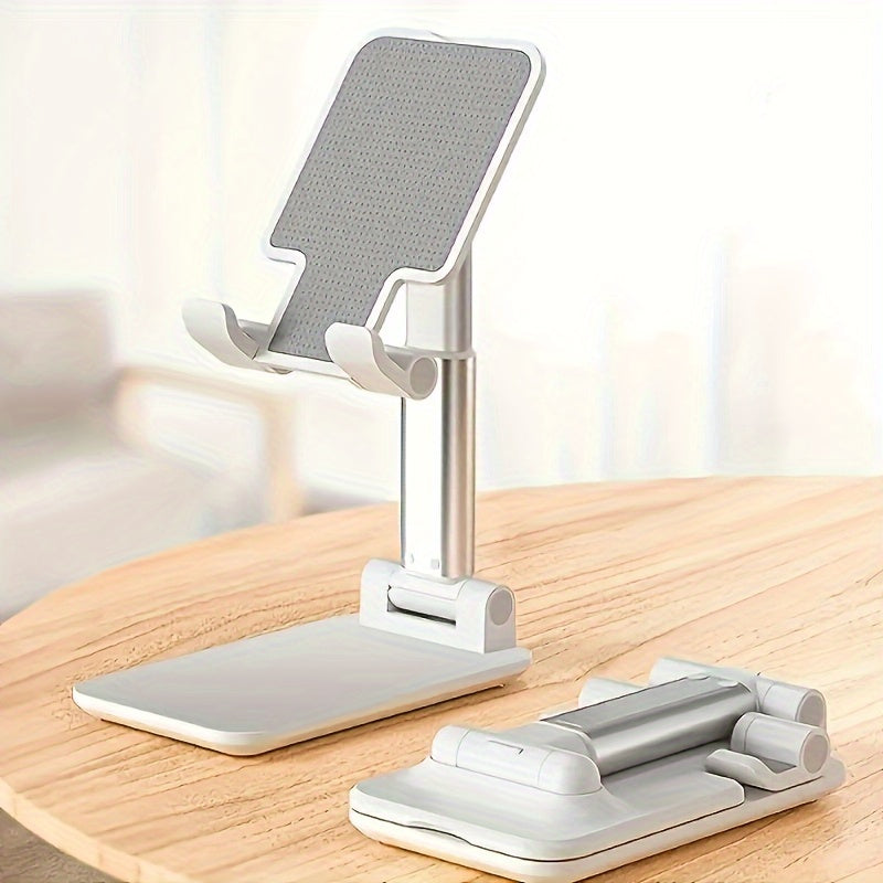 Adjustable desktop mobile phone holder stand for various devices.