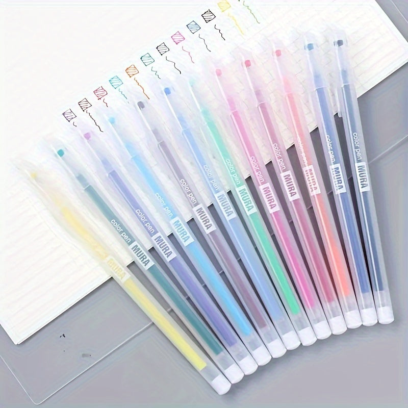 12pcs Kawaii blue gel pens 0.5mm for journaling and school supplies