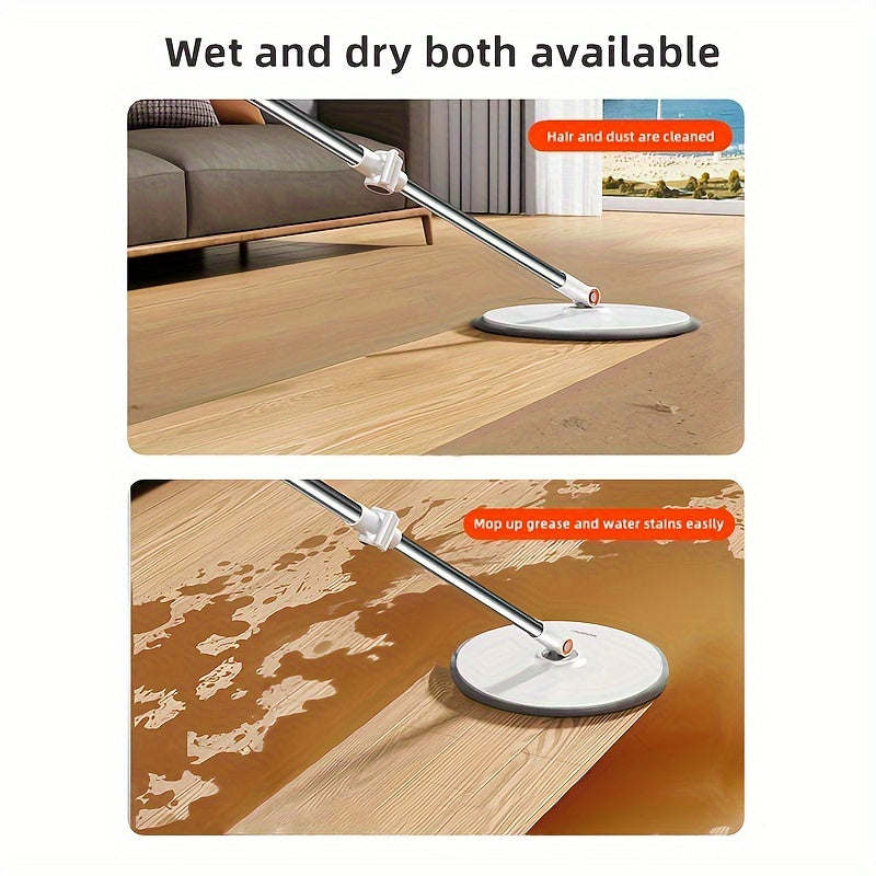 Experience the convenience of the Joybos Spin Mop and Bucket Set, featuring 2 Microfiber Pads. This stainless steel set is designed for wet and dry use on various floors throughout your home, including the bedroom, kitchen, living room, and bathroom. Say