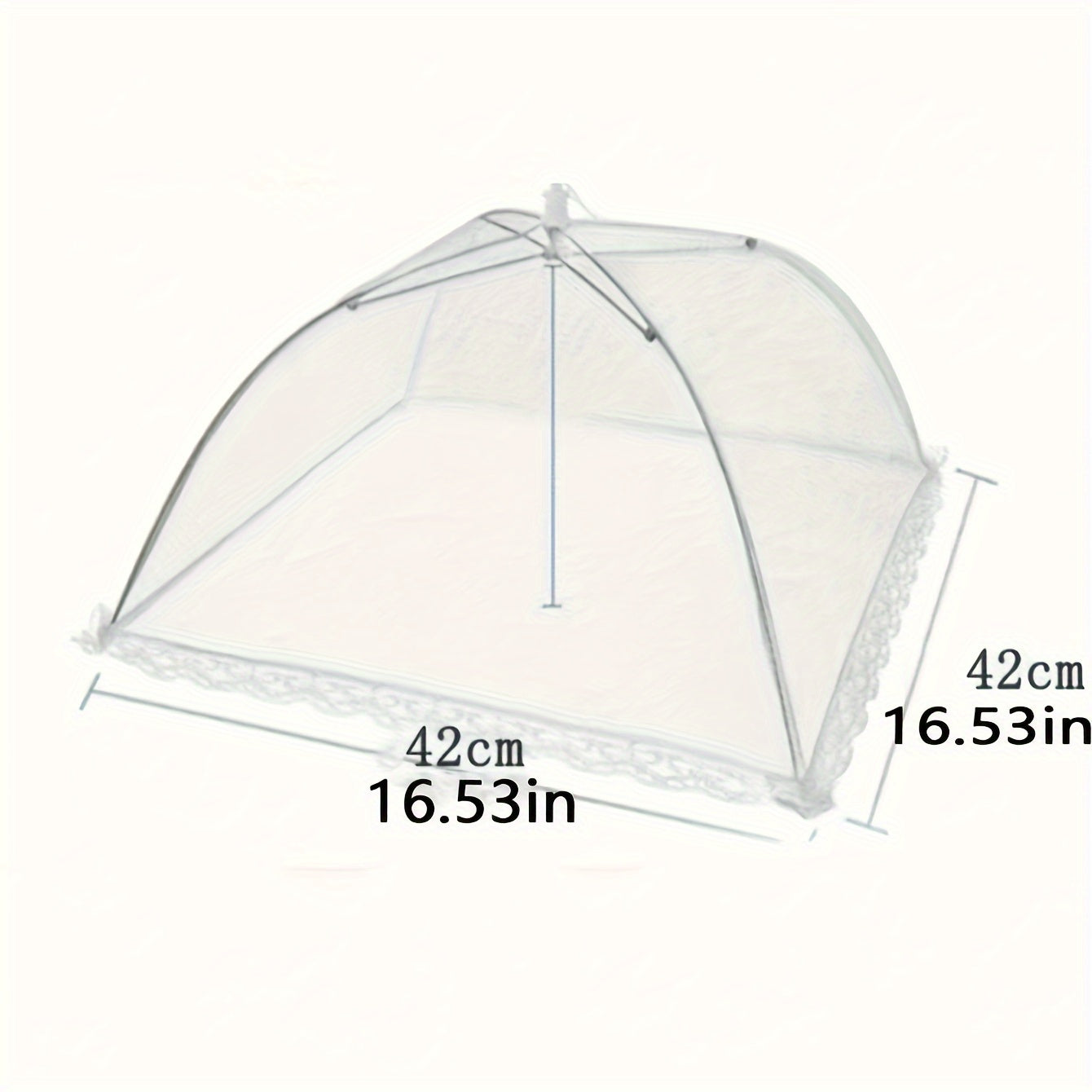 White mesh food cover tent for insect-free cooking and outdoor use, large pop-up screen net for picnics and barbecues.