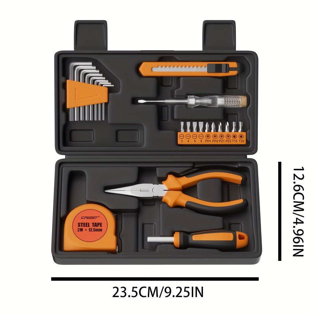 23-piece homeowner toolkit with plastic storage box