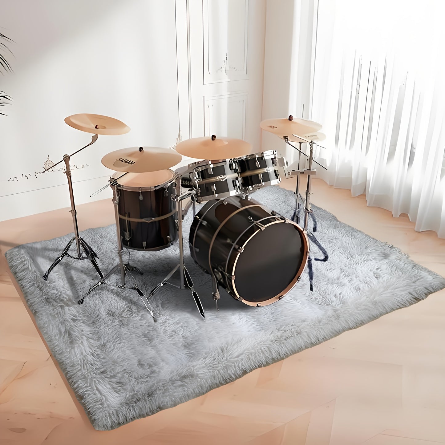 Soft plush drum carpet suitable for home decoration, dormitories, bedrooms, and living rooms; pet-friendly.