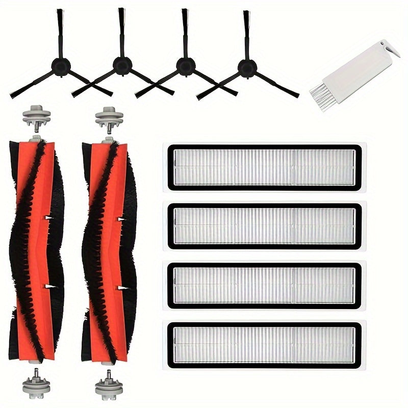 Compatible with Dreame D9/ D9 Pro/ D9 Max/ L10 Pro/ Trouver LDS Vacuum Mop Spare Parts Set, including High Efficiency Filter Mop, 2 Main Brushes, 4 Filters, 4 Mop Cloths, and 1 Bird Brush.