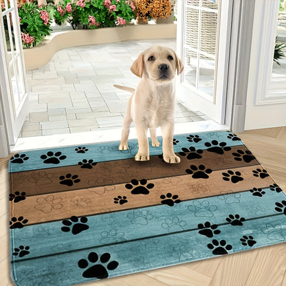 1-piece Dog Paw Print Area Pattern Entryway Mat, Fast-absorbing Quick Dry Bath Mat, Machine Washable Rug, Entryway Rug, Bath Mat, Dining Establishment, Family Room, Workplace, Home, Ornamental Rug, Ideal for Christmas