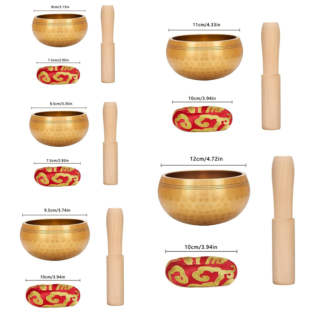 Singing bowl set for meditation and sound therapy with wooden mallet