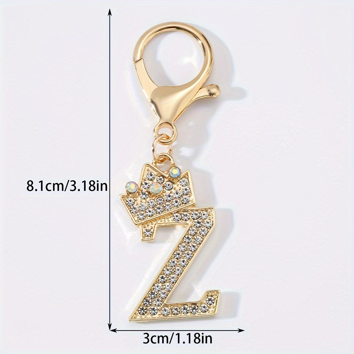 1pc Fashion Zinc Alloy Artificial Diamond Crown 26 English Letters Key Chain for Men, Bag Pendant for Friends.