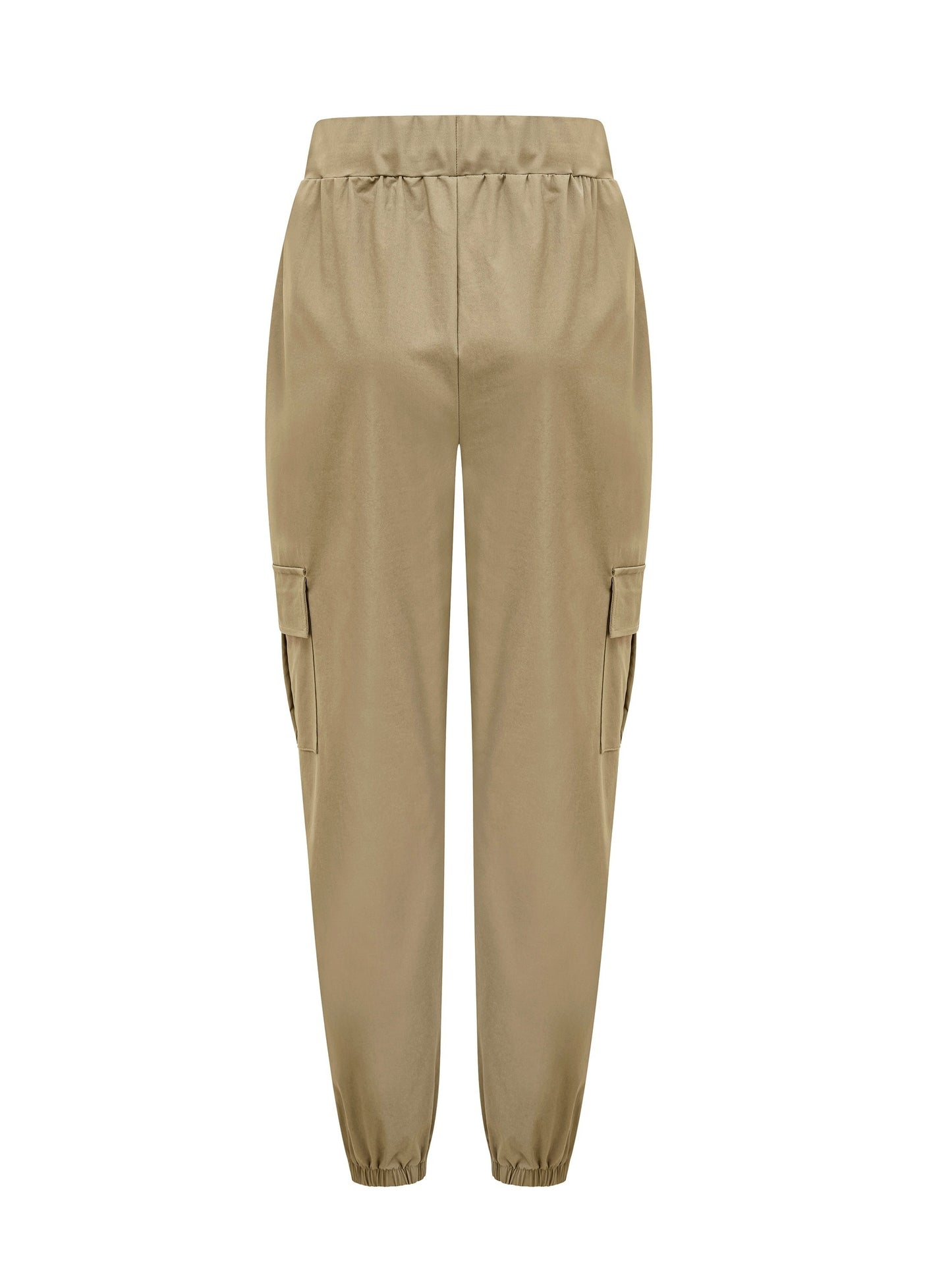 Women's casual cargo pants made of polyester with a drawstring waist.