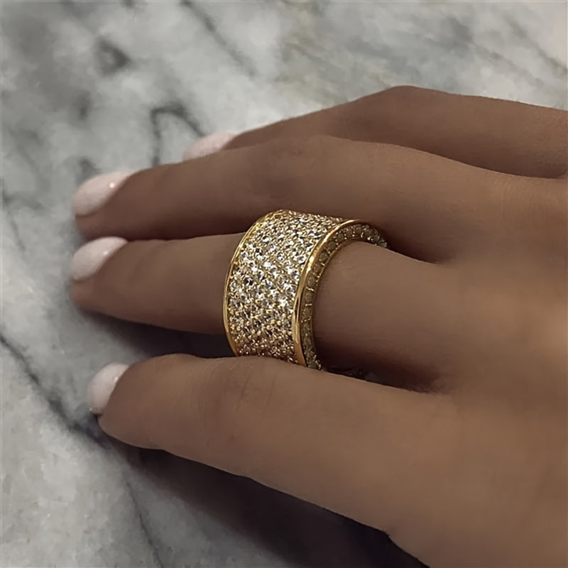 Stylish Y2K Luxury Hip-hop Ring with Wide Micro-set Zirconia Stones, Perfect for Everyday Wear, Special Occasions, and Unisex Couples. Ideal for Engagements and Weddings. Complete Your Look with this High-end Jewelry Accessory.