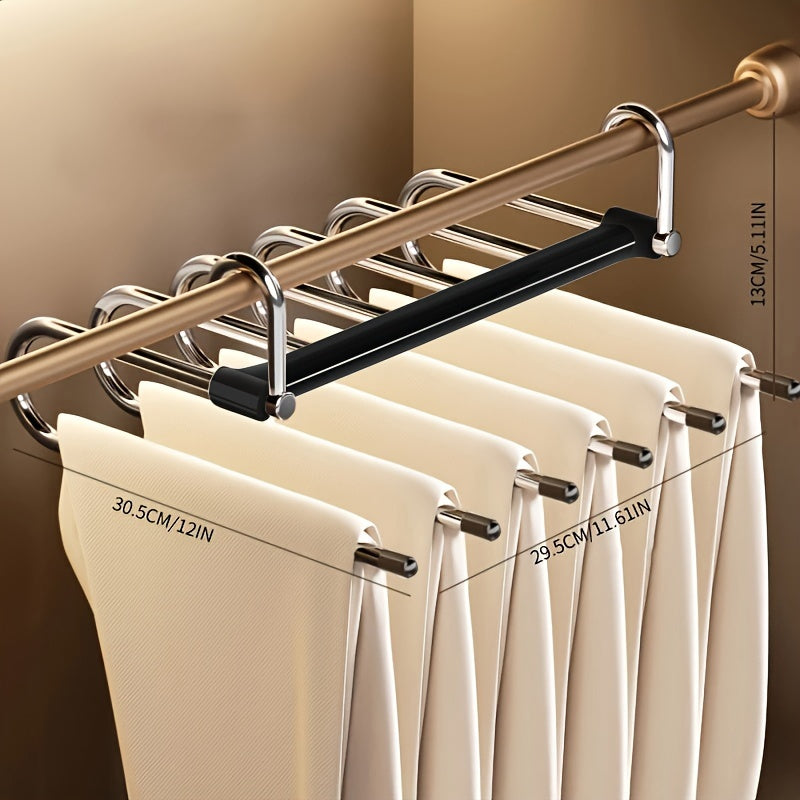 Durable Stainless Steel & Plastic Folding Pants Rack - Space-Saving Design, Multi-Functional for Drying and Storage of Jeans and Clothes