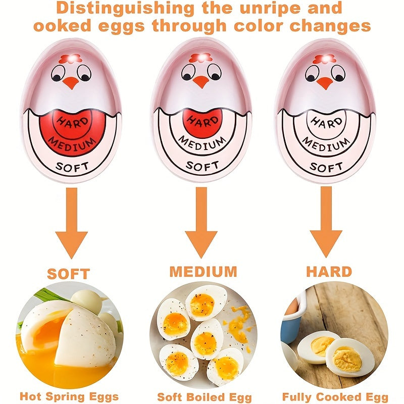 Yuhuphyllic color-changing egg timer - reusable kitchen tool for perfectly cooked eggs, ideal for breakfast and cooking. Playful design with durable plastic construction.