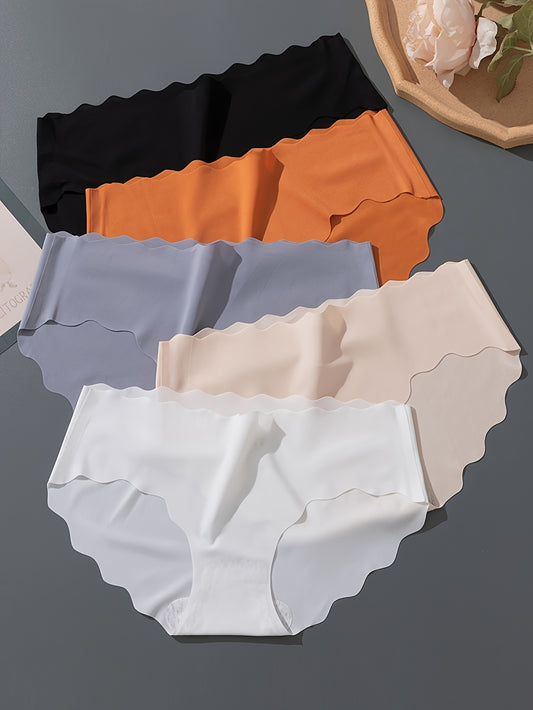 5 seamless low-rise briefs for women in elegant solid colors, offering breathable, invisible lift.