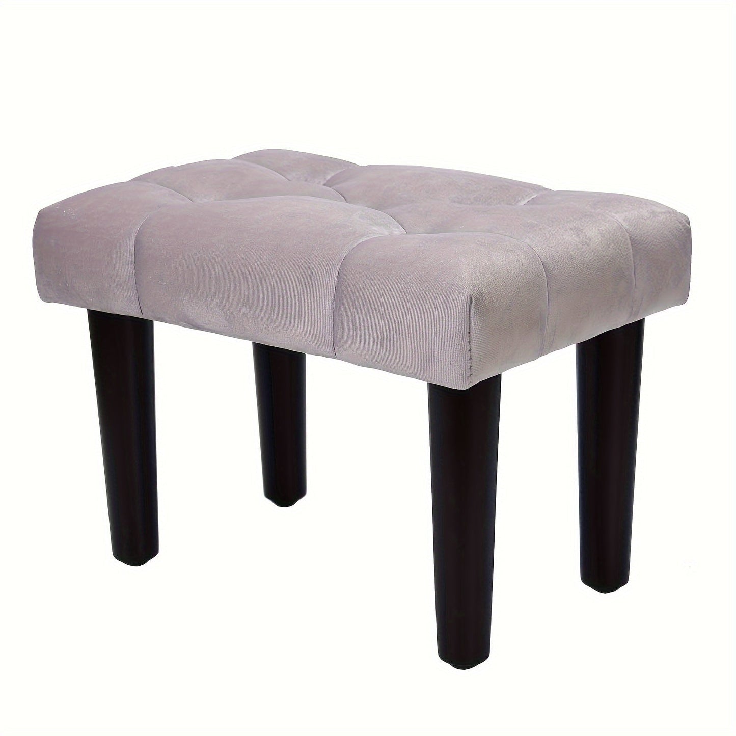 Small Footstool Ottoman, Velvet Soft Ottoman with Wood Legs, Perfect for Extra Seating in Living Rooms, Entryways, and Offices