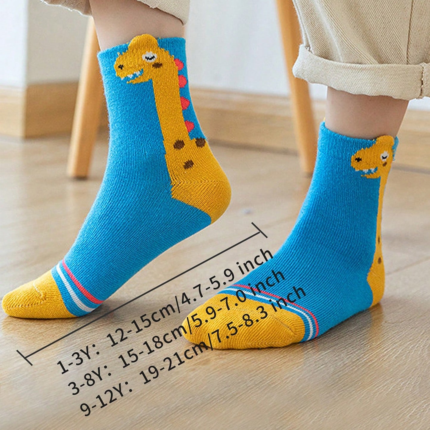 5pcs Kids' Dinosaur Crew Socks - Breathable & Comfy, Ideal for Boys and Girls, Year-Round Wear