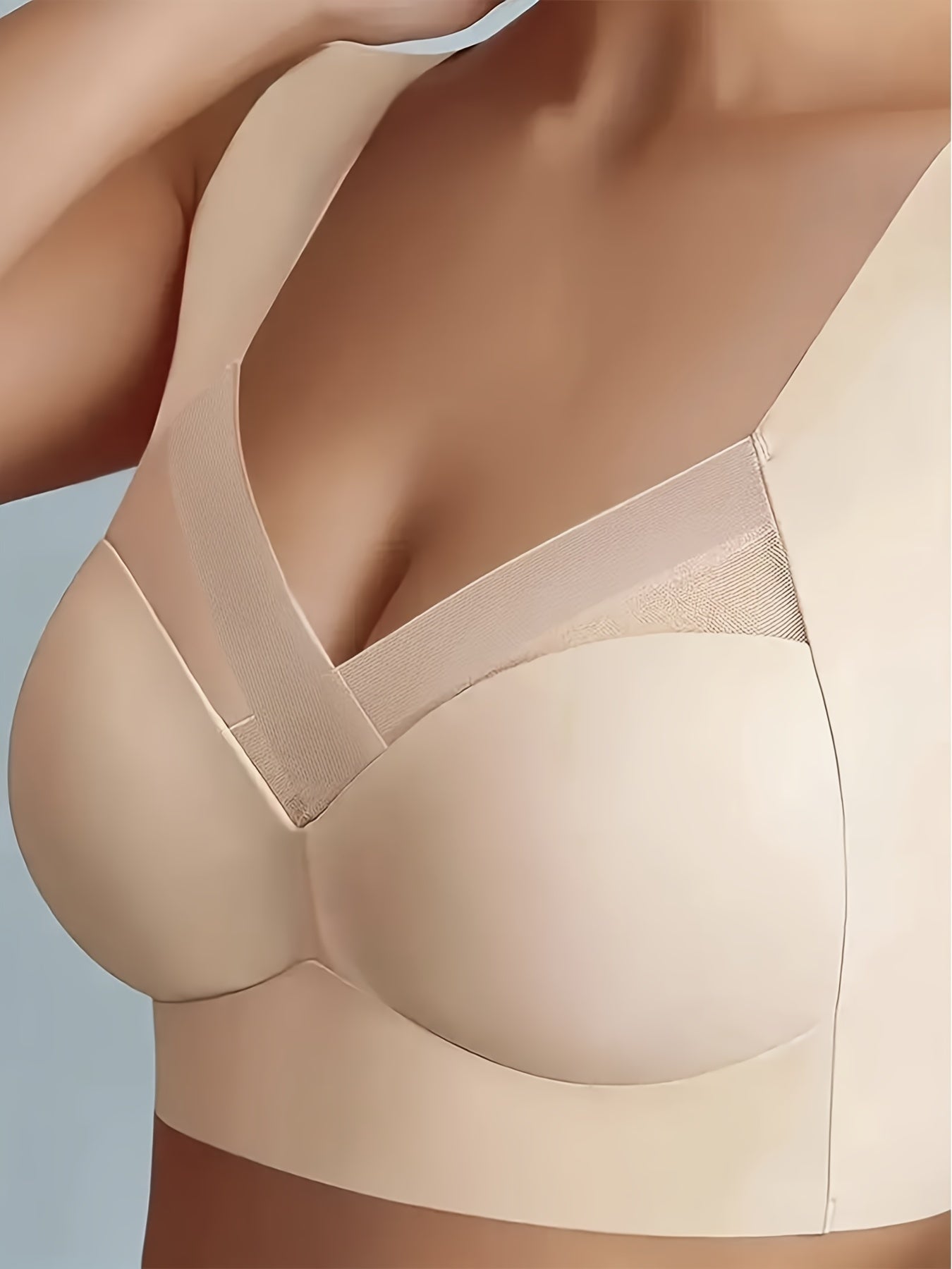 Wireless bra with mesh stitching for full coverage and comfort - perfect for women's lingerie and underwear.