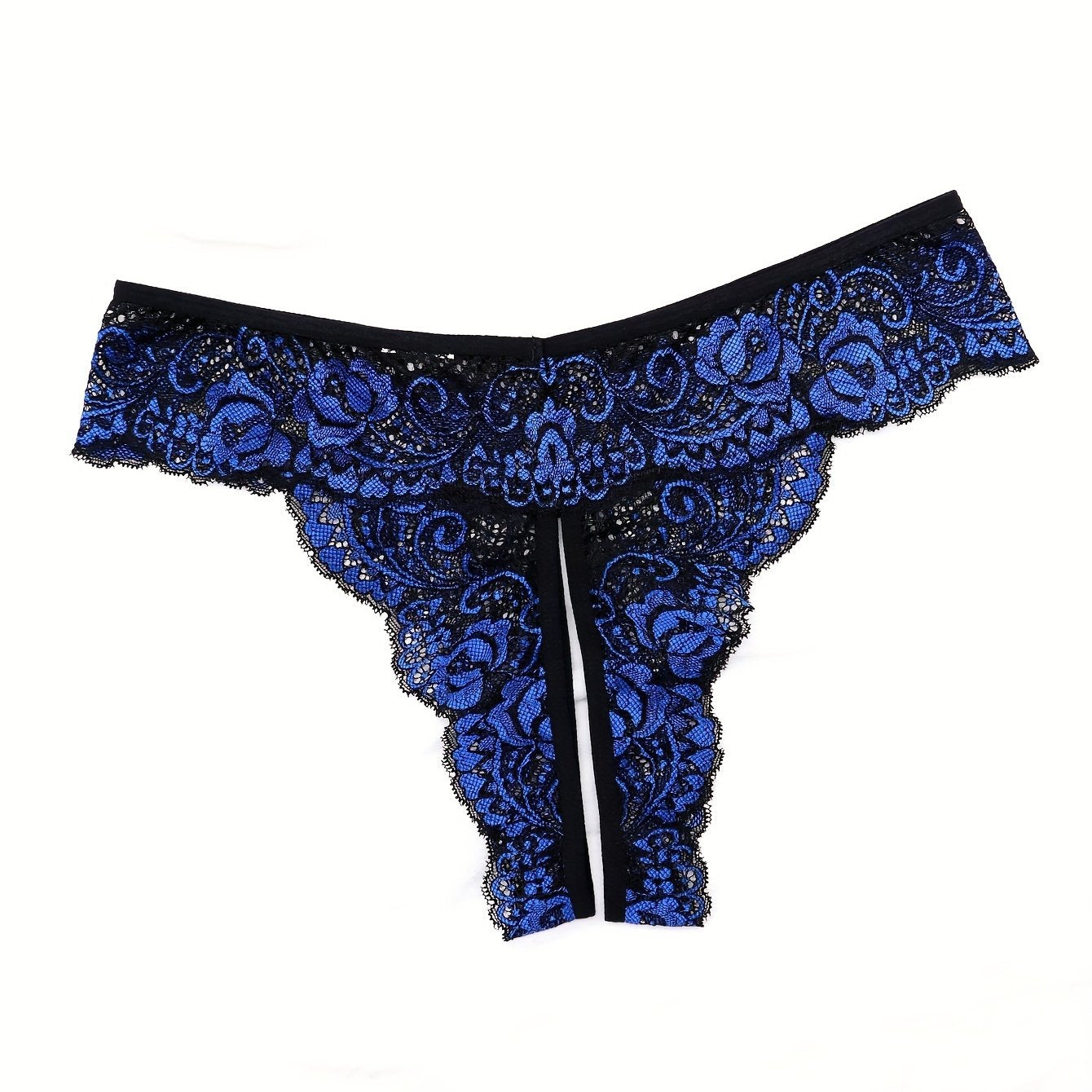 Women's Sexy Floral Lace Thongs & Colorblock Open Crotch Panties