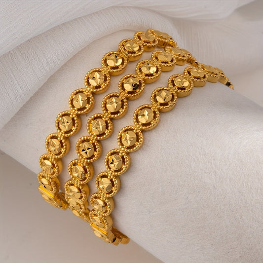 Set of 4 Elegant Gold-Plated Open Cuff Bracelets for Women - Luxurious Fashion Accessory, Ideal for Both Everyday Wear and Special Events