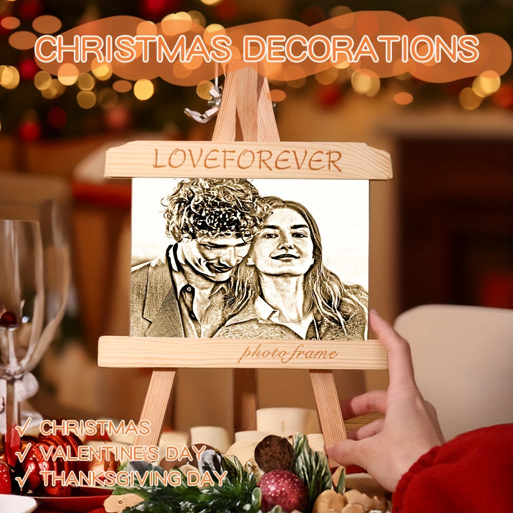 Unique Wooden Photo Frame Christmas Tree Ornament - Personalized Holiday Decor, Ideal Gift for Loved Ones, Special Pet Memorial Keepsake