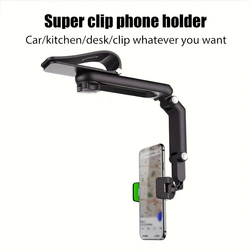 Durable ABS car phone holder that rotates 1080°, suitable for multiple settings.