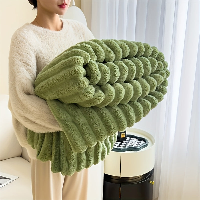 Modern Style Luxury Plush Blanket Throw - Cozy and Warm Flannel Blanket, Soft Sofa Blanket, Machine Washable, All-Season Multipurpose Striped Gift Blanket perfect for Office, Bed, Camping, Travel, and Naps.