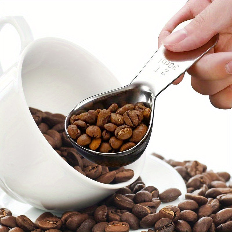 Stainless Steel Coffee Bean Measuring Spoon with Scale - 30ml Capacity, Ideal for Measuring Milk Powder, Coffee, or Baking Ingredients - 15ml Capacity