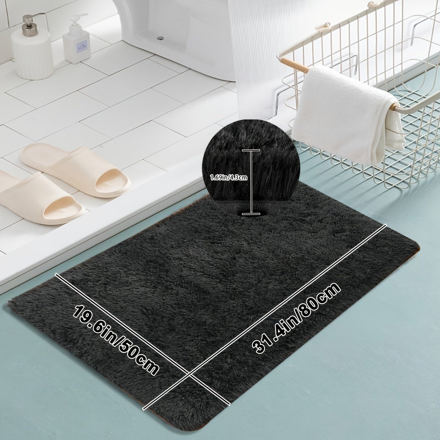 Soft Plush Bath Mat, 1 Piece, Non-Slip and Absorbent, Made of Ultrafine Fiber with Thick Anti-Slip Bath Rug, Non-Woven Backing, Rectangle Shape, Easy to Clean in Washing Machine, Low Pile Design, Polyester Material, Perfect for Bathroom Floor Decoration