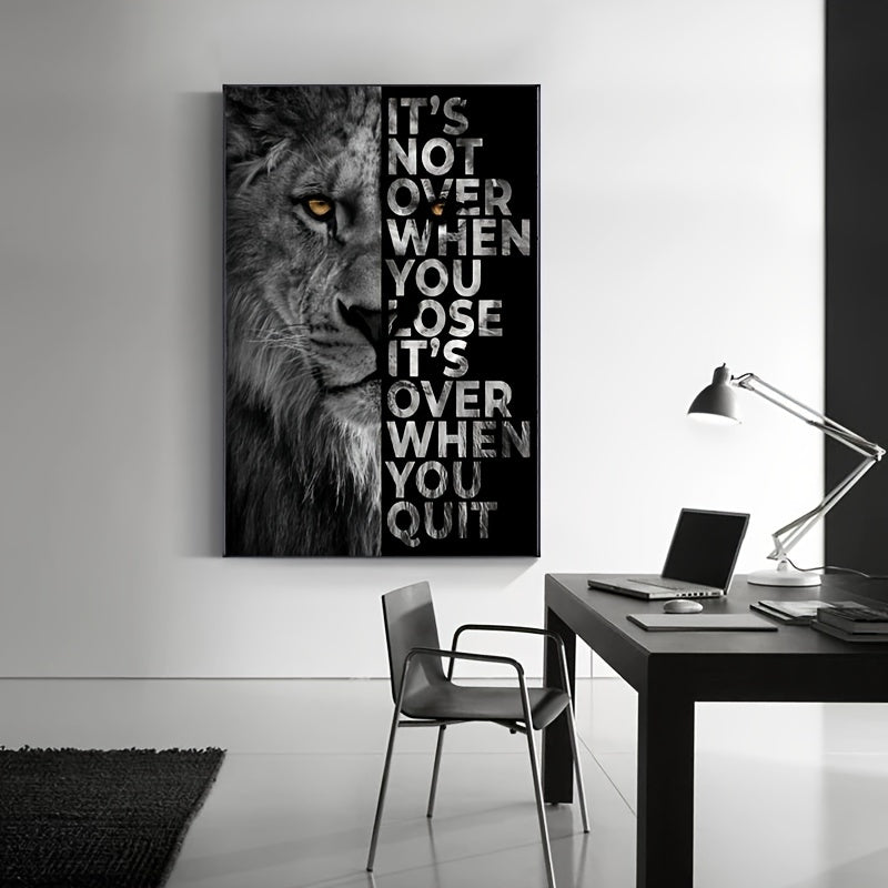 Lion motivational poster canvas print for home or office decor, size 39.88*59.94cm, unframed.