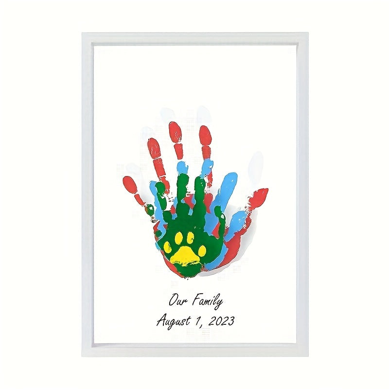 Create your own Family Handprint Photo Frame with Transparent Resin - A personalized art piece featuring multiple handprints, perfect for decorating your home or office. A thoughtful and unique gift idea for Valentine's Day, New Year, Easter, or Mother's