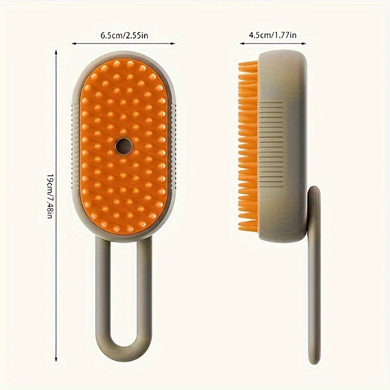 3-in-1 no-rinse steam massage comb for pets. Removes tangles and floating hair. Electric brush with spray function. Perfect for daily grooming of cats and dogs.