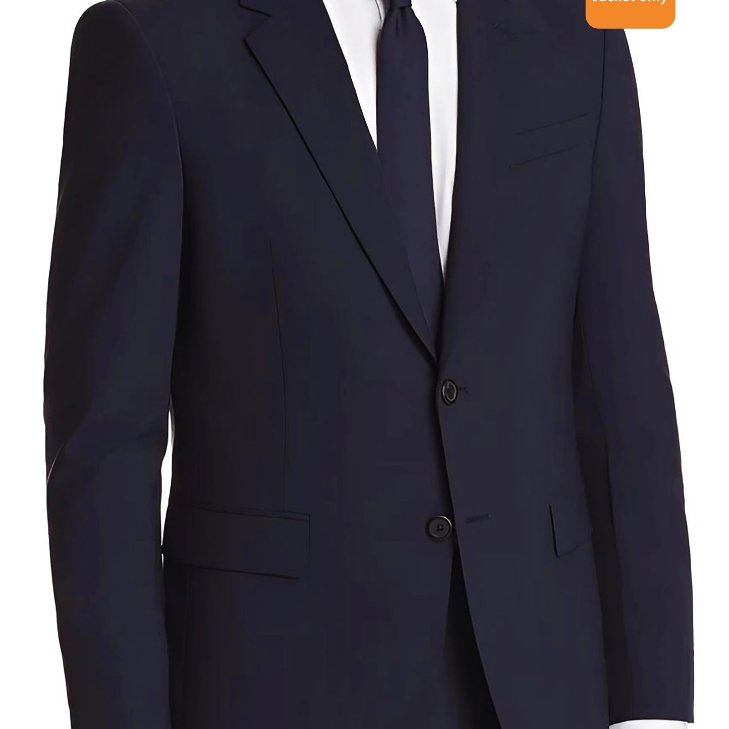 Plus size navy blue suit jacket for casual or professional wear, relaxed fit with flat lapel.