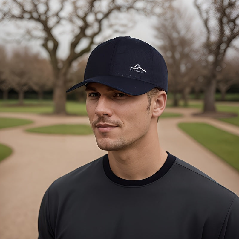 Stylish curved brim baseball cap for casual outdoor sports, breathable and quick-drying.