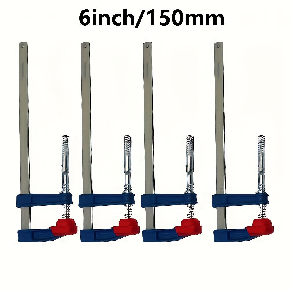 4pc AYQW Quick Slide F Clamps, 15.24cm/30.48cm - Durable Cast Iron Construction, Blue & Red. Ideal for Woodworking & Metalworking, Adjustable Clamps.