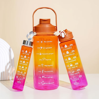 Water bottle set: 3 gradient bottles - 2000ml, leakproof, hand wash only. Ideal for hiking, camping, fitness. PVC-free. Great for holidays.