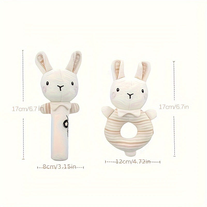 Animal-themed hand-ring bell toy for soothing and grasping training.