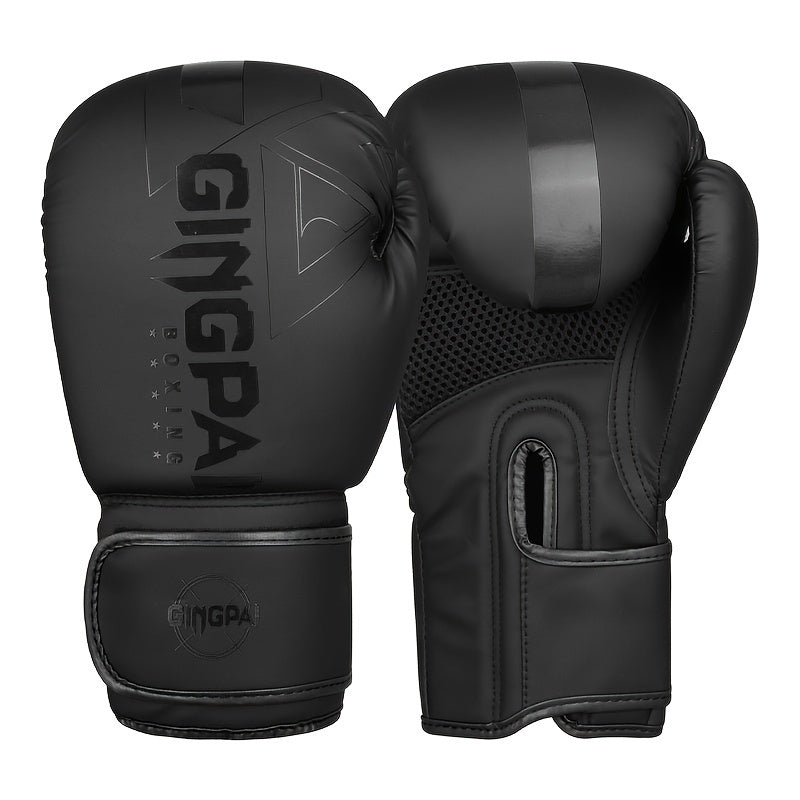 Adult boxing gloves for men and women, suitable for Muay Thai sparring and MMA training. Made of durable faux leather with adjustable strap closure in multiple sizes (6oz-14oz). Comes in a