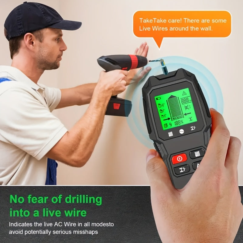 HW-QB6 5-in-1 Wall Scanner detects studs, metal, and live wires.