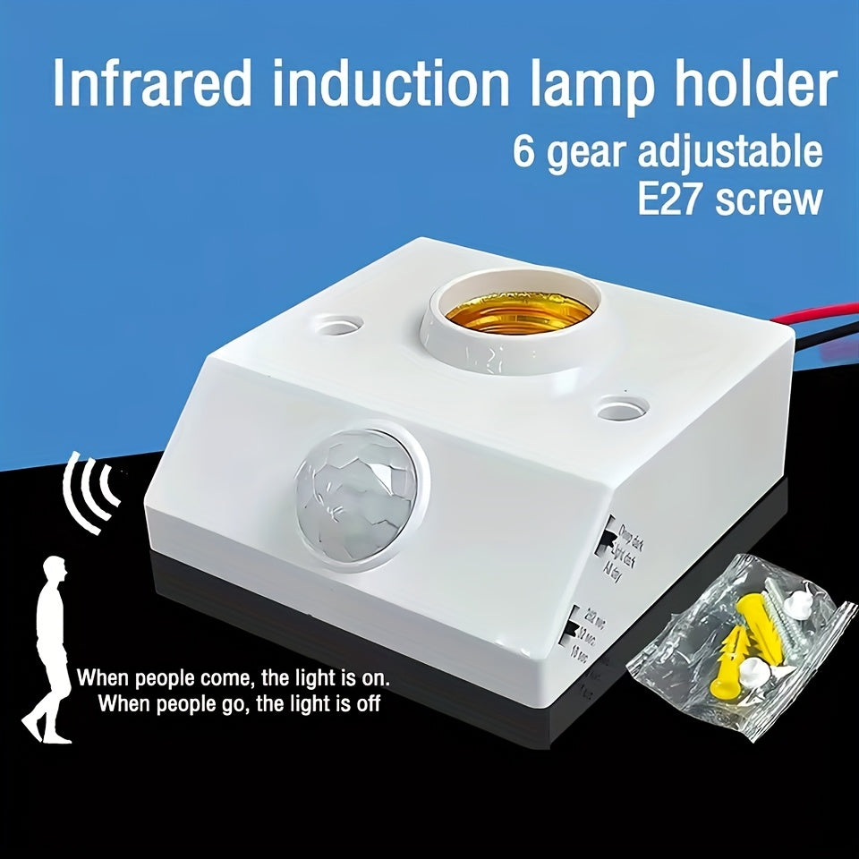 1/2 pcs LED automatic human body infrared IR sensor lamp holder with E27 base and PIR motion detector.