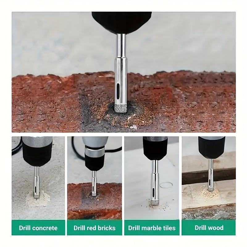 Набор из 10 алмазных сверл для резки мрамора, стекла, керамики и фарфора с использованием электроинструментов.