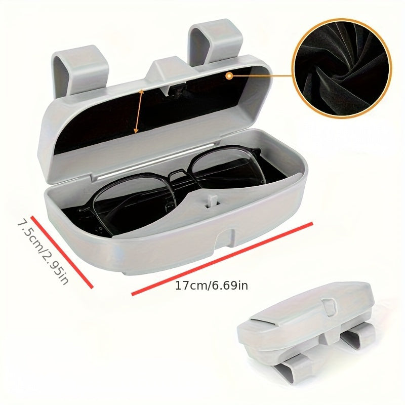 Universal Car Sun Visor Glasses Holder made of durable ABS resin with buckle mount, multifunctional interior accessory.