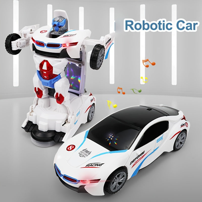 Electric toy for kids aged 3-6: Police Car Robot that transforms with lights and sounds