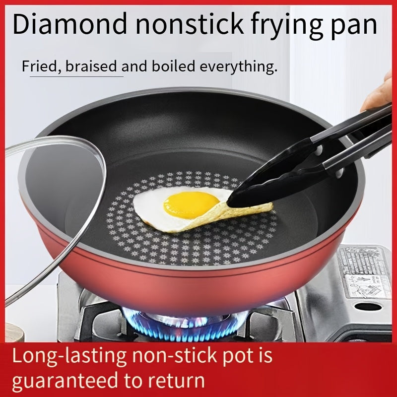 Small, flat bottom 24cm skillet made of non-stick cast iron with lid. This dual-use pan is perfect for cooking pancakes and more, designed to be used on both induction and gas stoves for a smokeless cooking experience.