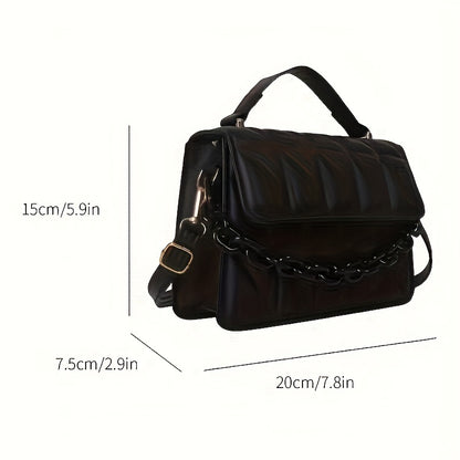 Women's Fashion Quilted Crossbody Bag with adjustable strap, magnetic closure, secure for travel, polished finish.