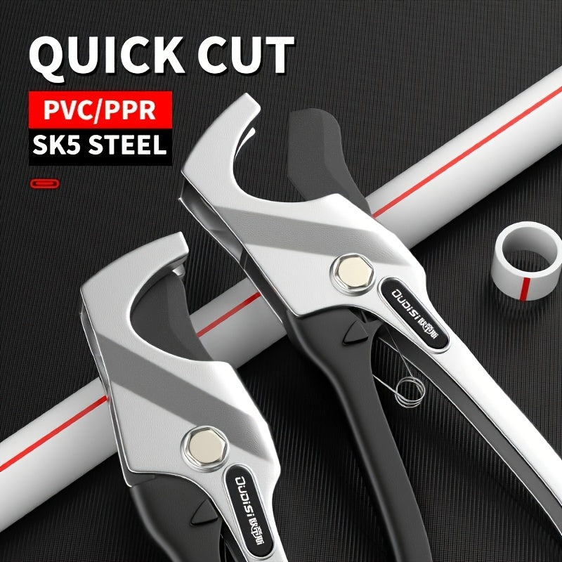 1pc OuDiSi Heavy-Duty PVC/PPR Pipe Cutter - Quick Cut Sharp Blade, Durable Steel Hand Tool for Effortless Cutting of Plastic & Water Pipes, Black Handle