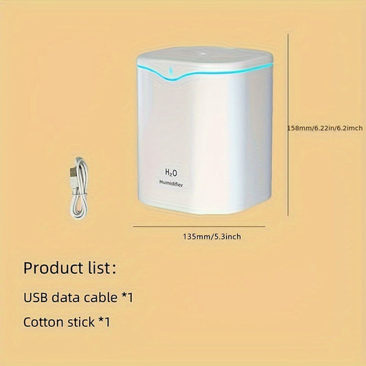 Smart humidifier with intelligent sensor, ultra-quiet operation, efficient air purification, 2L capacity, stable humidity control, fine mist for home health care, USB-powered, plastic material, suitable for various room types, sleek design, dual spray