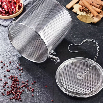 Stainless Steel Spice Infuser for Loose Leaf Tea, Herbs, Soups, and Seasonings - Durable and Reusable with Fine Mesh Strainer and Extended Chain for Easy Brewing in the Kitchen