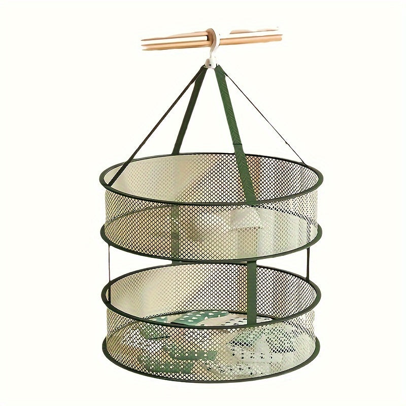 Durable Double-Layer Drying Basket - Ideal for Sweaters, Clothing & Socks | Versatile Plastic Mesh Design, Flat Drying Rack for Clothes, Net Bag, Clothes Drying Racks