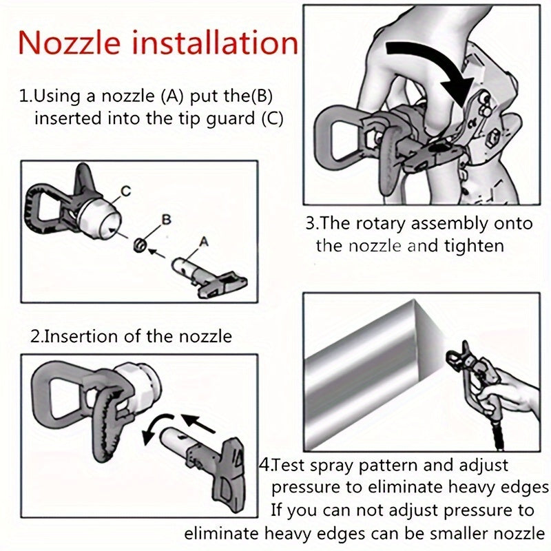 Airless paint spray nozzle tips for latex and putty - compatible with airless spraying machine, no electricity required. Accessory pack.